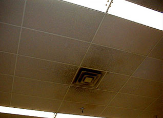 Dirty Acoustical Ceiling Tile and Ceiling Diffusers | Healthy Ceilings